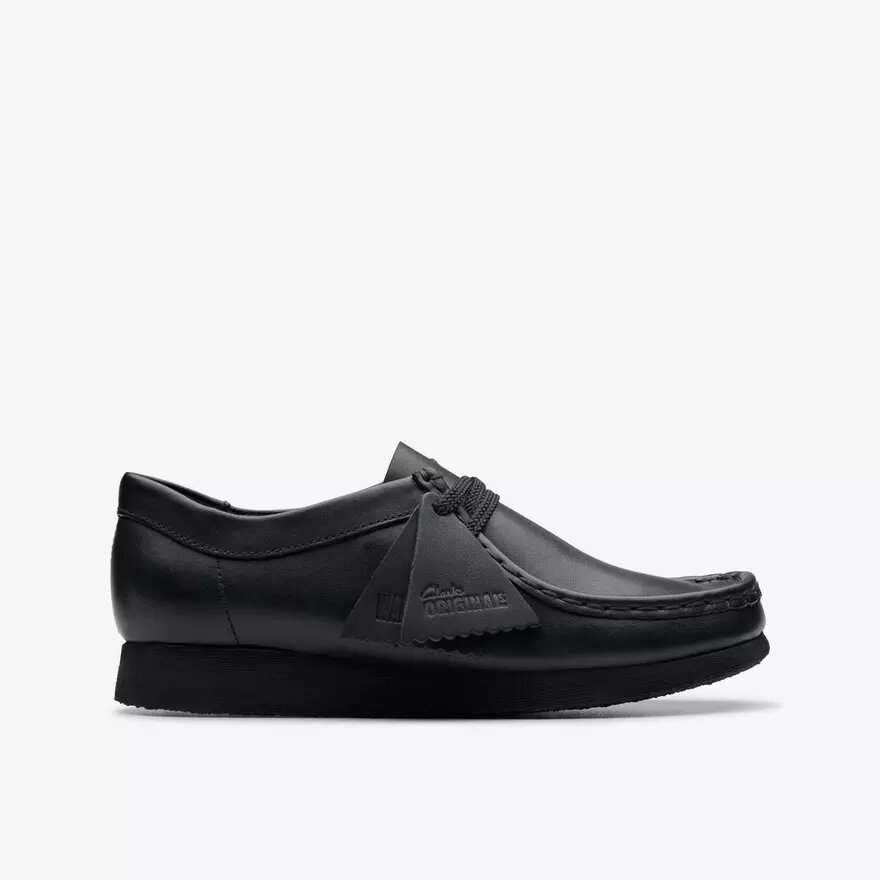 Wallabee™-Kinderschuhe aus schwarzem Leder für ältere Kinder Wallabee™-Kinderschuhe aus schwarzem Leder für ältere Kinder