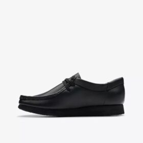 Wallabee™-Kinderschuhe aus schwarzem Leder für ältere Kinder