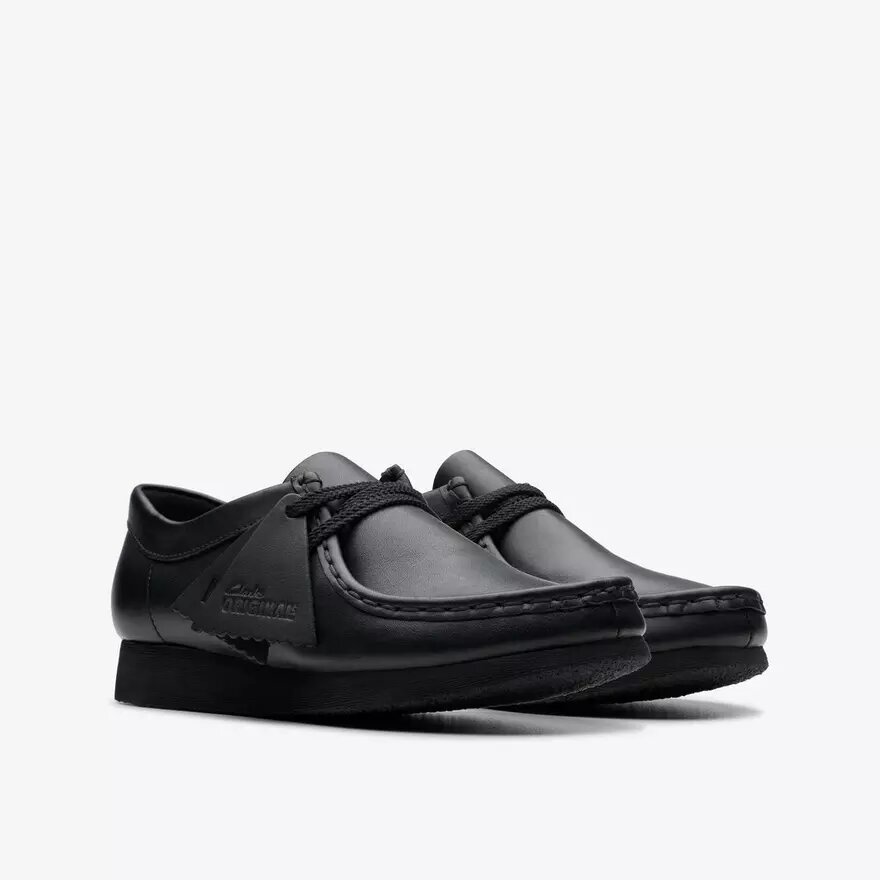 Wallabee™-Kinderschuhe aus schwarzem Leder für ältere Kinder Wallabee™-Kinderschuhe aus schwarzem Leder für ältere Kinder