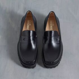 Yukoner Penny Herren-Loafer aus schwarzem Leder