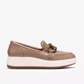 Zylah May Loafer für Damen aus taupefarbenem Leder, US-Größen